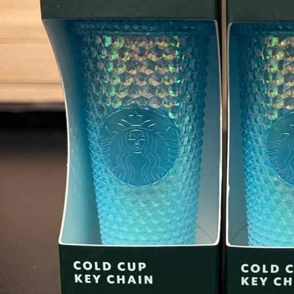 Starbucks Mini Cup Keychain Ornament Ice Blue Glacier Blue Ombre Studded - Picture 2 of 5